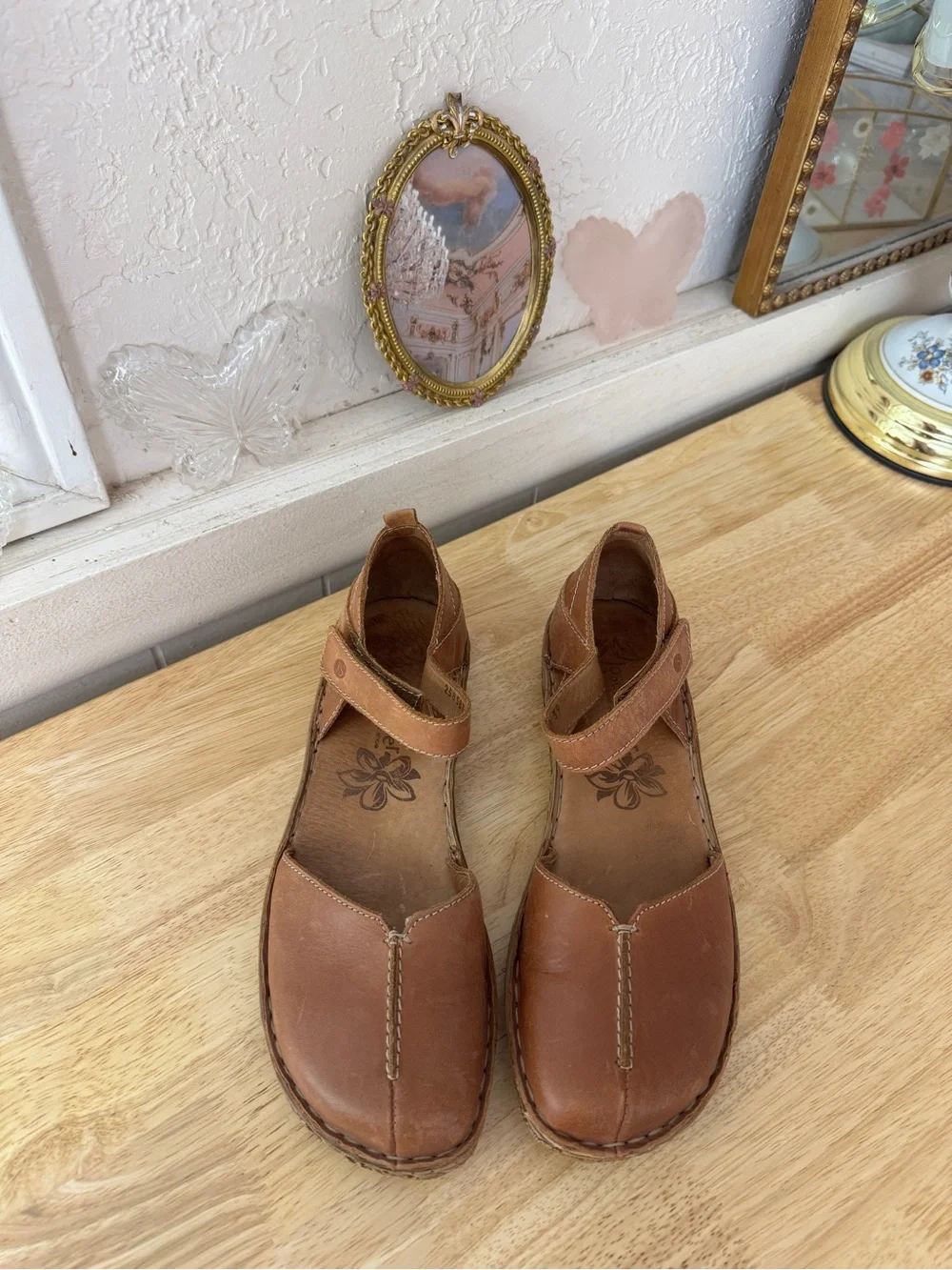Josef Seibel Brown Leather Mary Jane Comfort Flats EU 39 Minimalist Classic